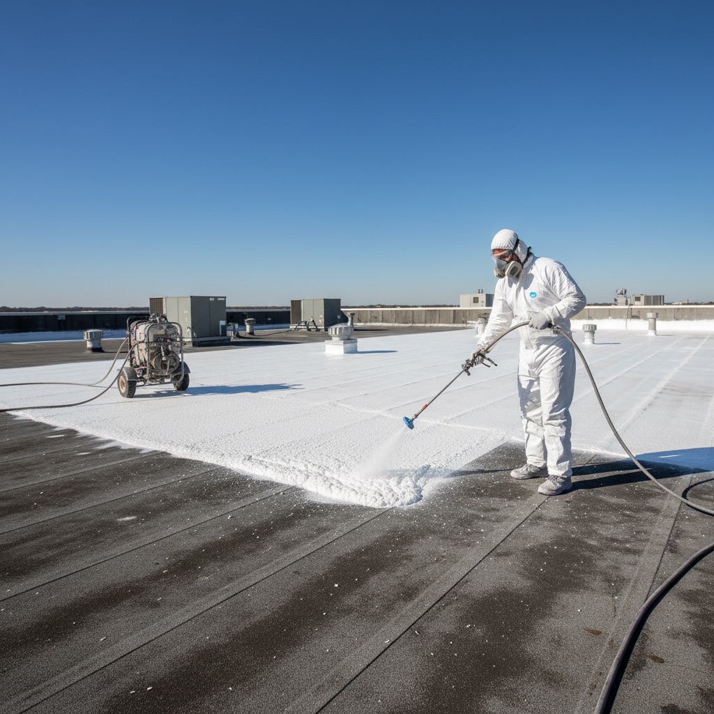 Commercial spray foam roofing