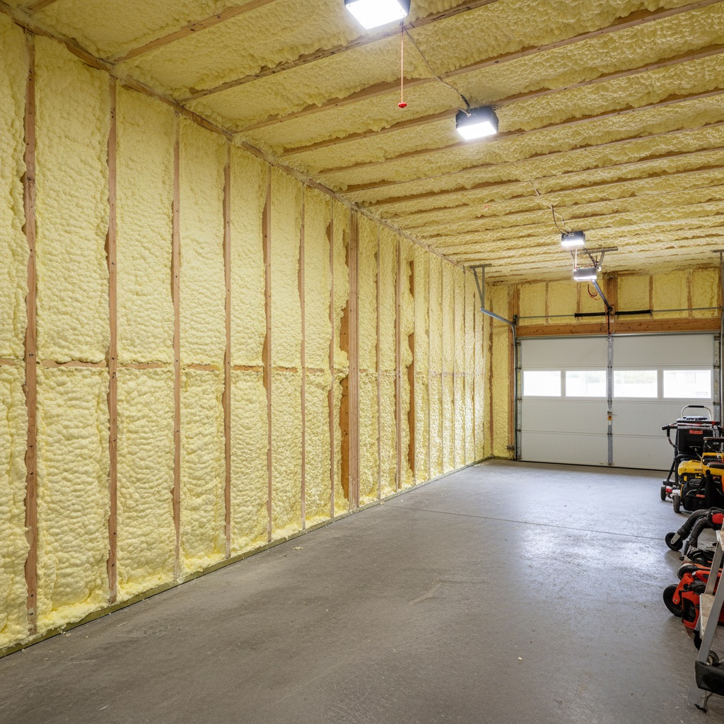 Spray foam insulation in garage